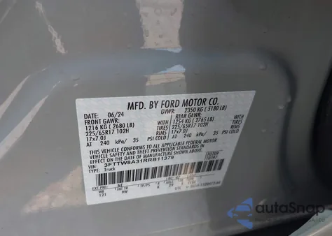 2024 Ford Maverick Xl z USA, uszkodzony, nr VIN 3FTTW8A31RRB11379